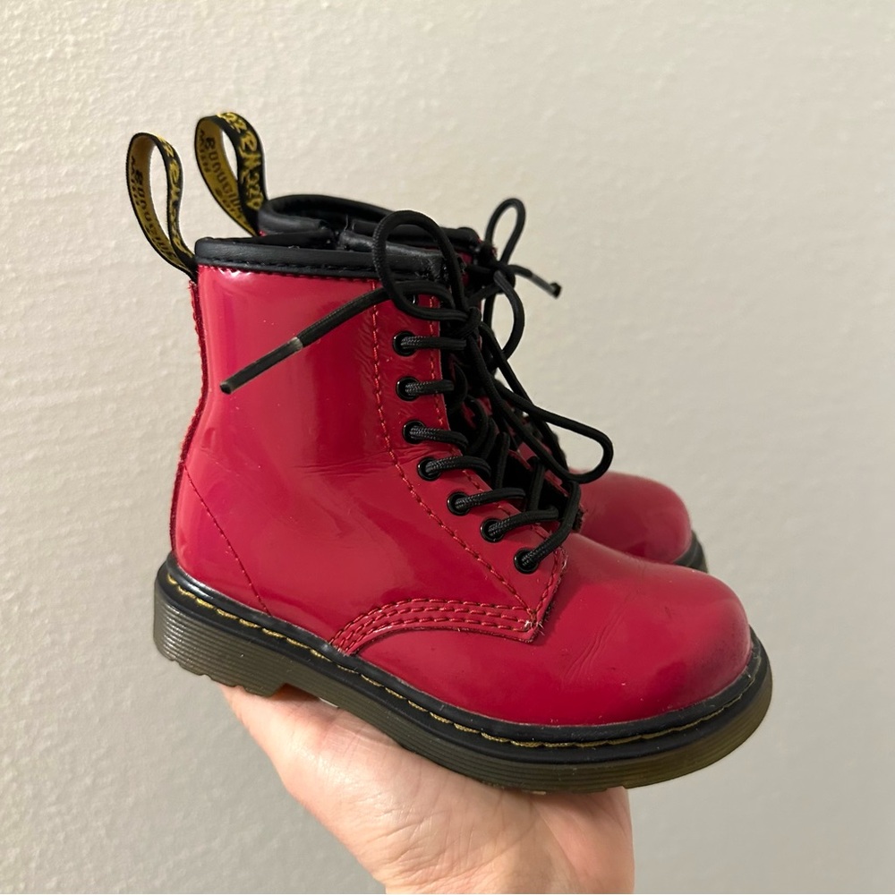 Dr. Martens Kids Boots | Red Patent Leather | Toddler 8
